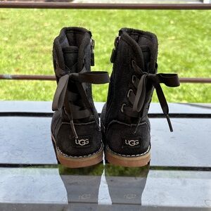 UGG Black Suede Lace-Up Boots